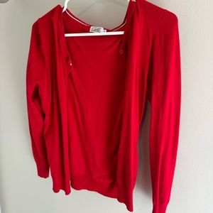 Red cardigan, long sleeve, women’s size medium